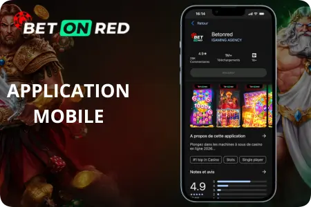 Page de téléchargement officiel de l'application mobile BetOnRed sur smartphone.